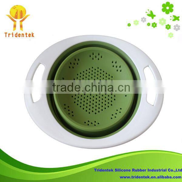 Wholesale food grade stainless steel handle gift collapsible colander