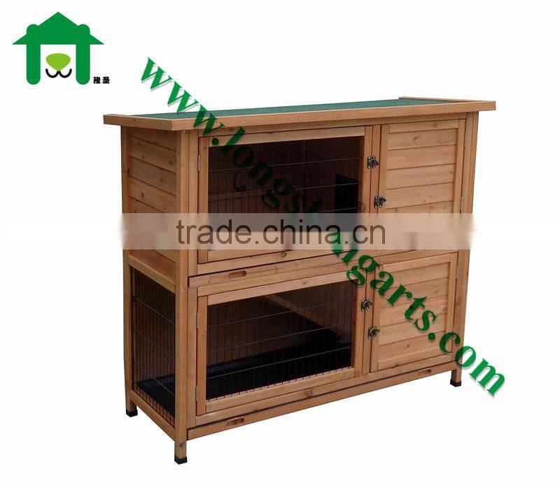 Double tray rabbit wooden house
