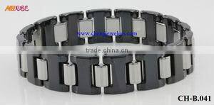 Hot sale new design and high quality fashion silver magnetic tungsten bracelet men's diamond inlay wholesale