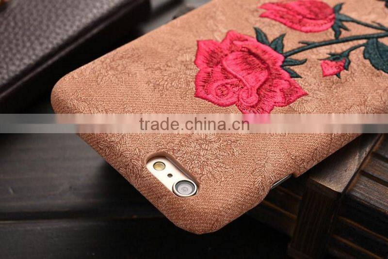 New Arrival Fashion Embroidery Rose Hard Cover Case for iPhone6 6s 6Plus 6sPlus Samsung Galass S6Edge Plus Cover