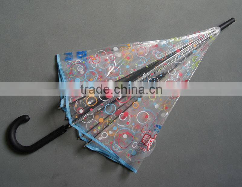 23''x8k unique design straight auto open pvc transparent umbrella