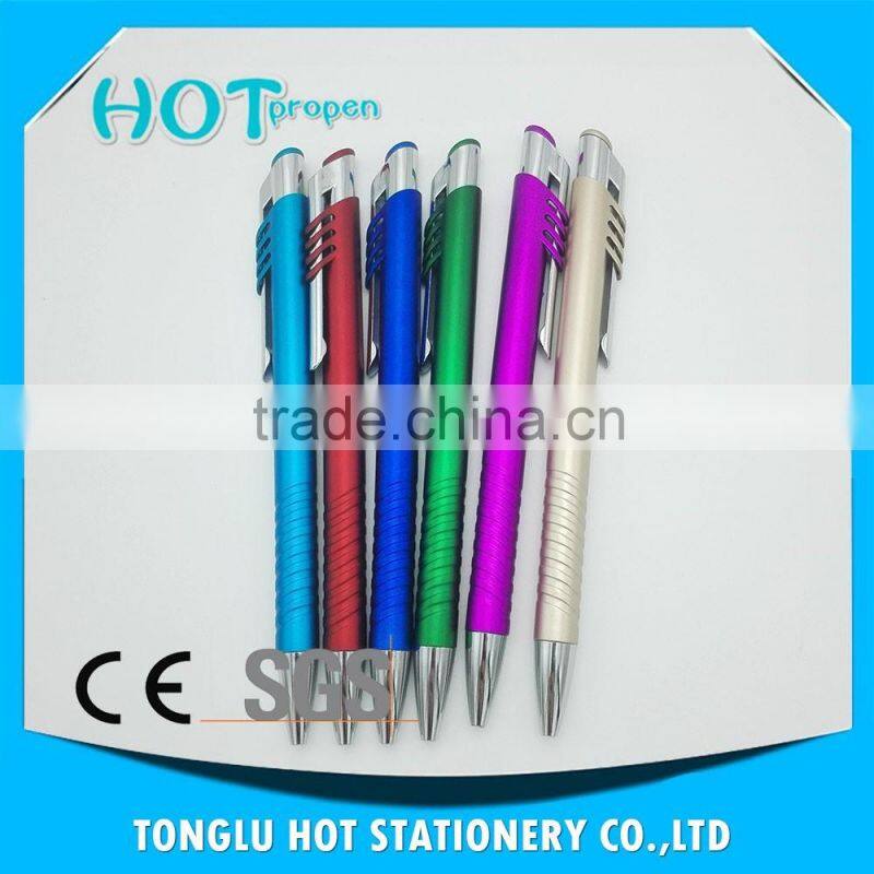 click action ball pen with hollow out spray paint barrel, touch pen