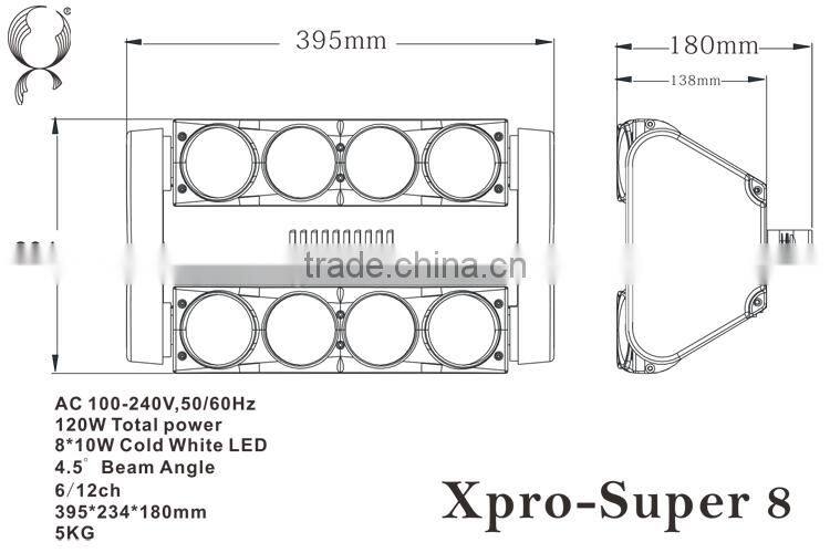 New arrival !!professional led stage light 8pcs RGBW led double row sweeper