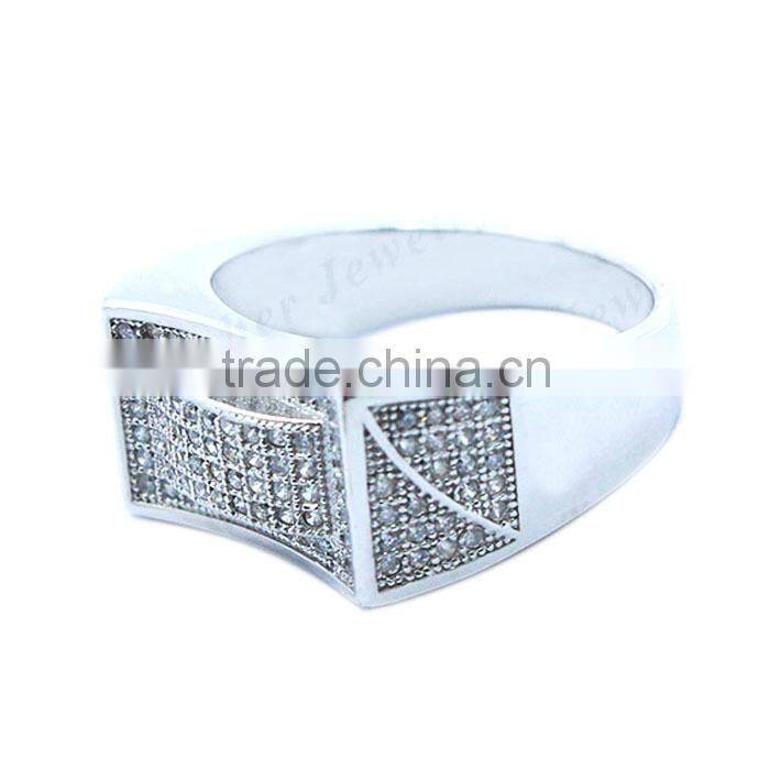 China factory wholesale fashion 925 silver micro pave men ring