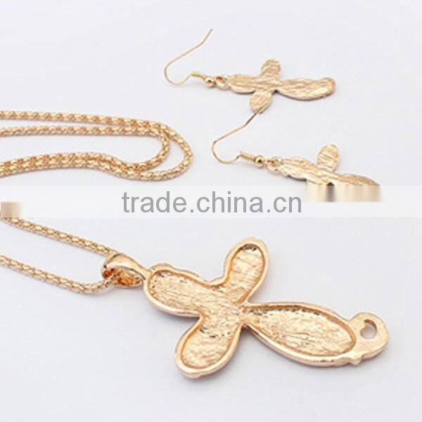 Fashion European Flower Jewelry Necklace And Earring Sets