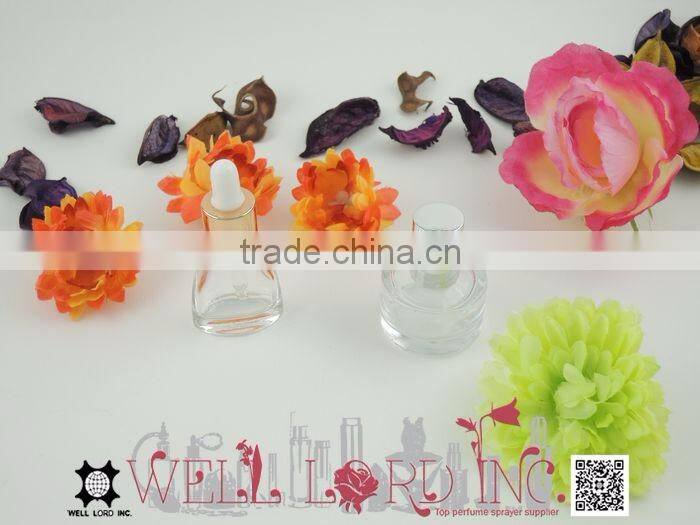 9ml chic silver cap clear empty round glass bottle