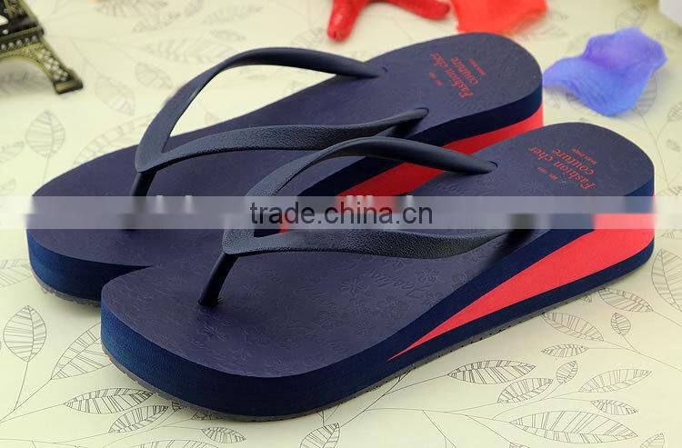 Latest design 2015 summer ladi rubber wedg flip flop