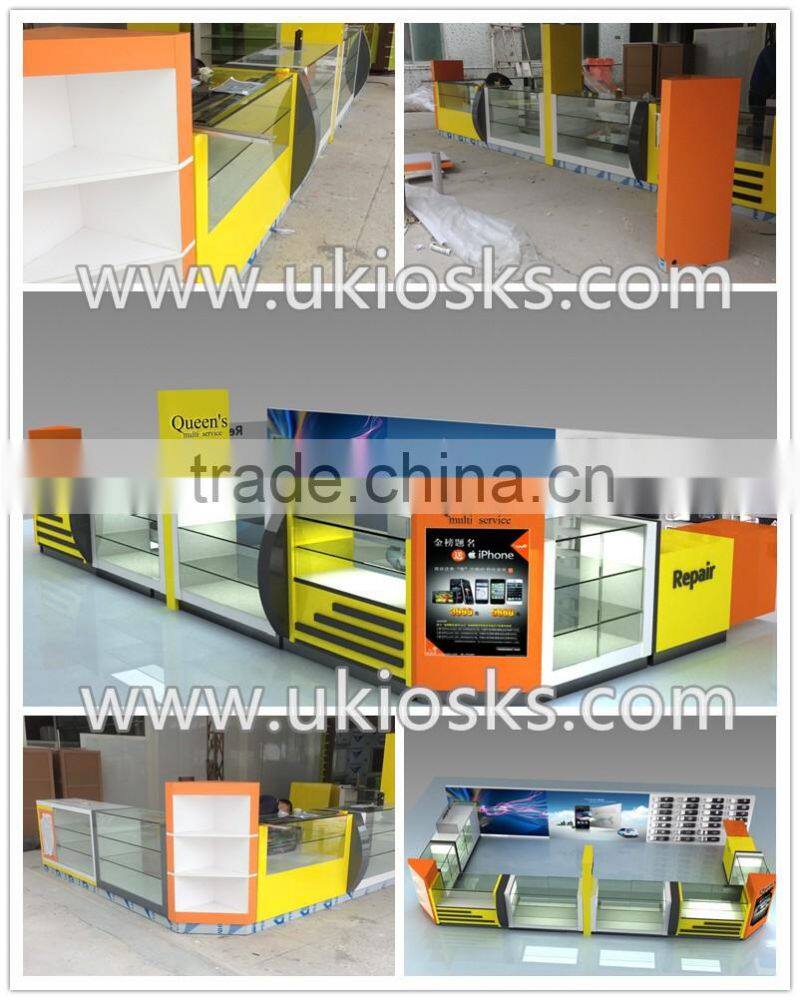 High end cell phone display showcase in cell phone shop for retail