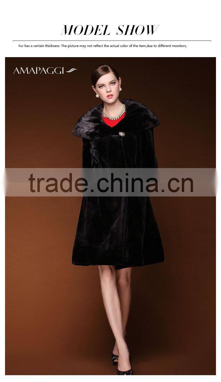 factory price plus size russian style black long mink fur coat for winter