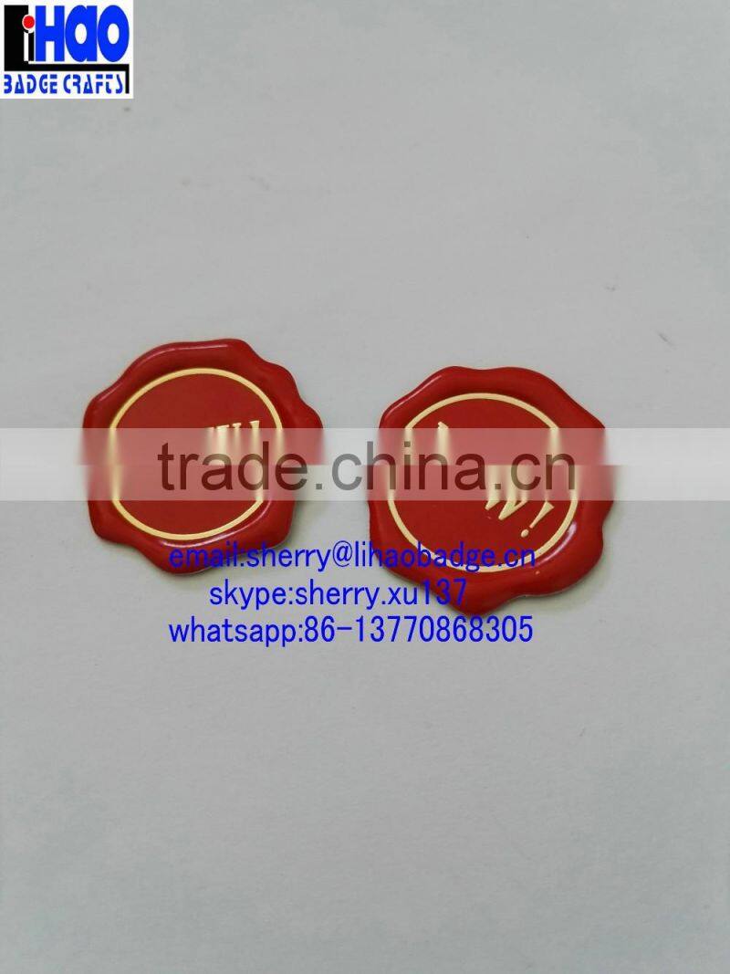 Red color Gold logo embossed wax seal stickers
