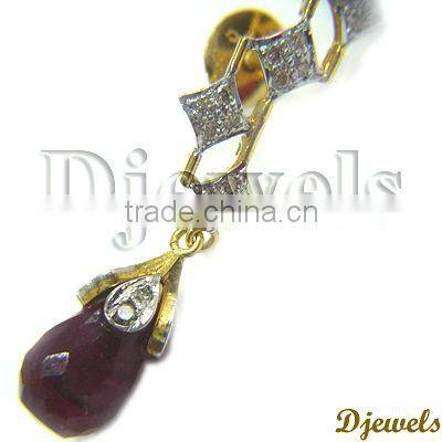 Natural Ruby Earring Diamond Gold Earrings Earring Jewelry