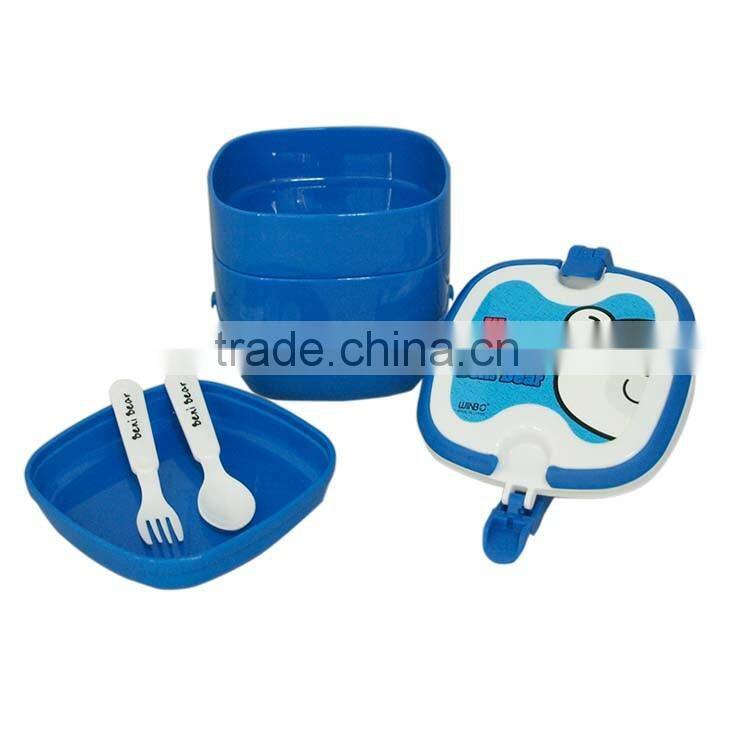 Square shape four layer plastic lunch box with handle,BPA free