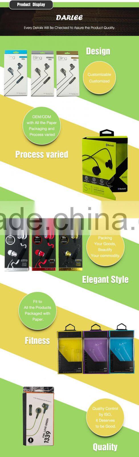 Blue book shaped eco-friendly corrugated carton box for earphone