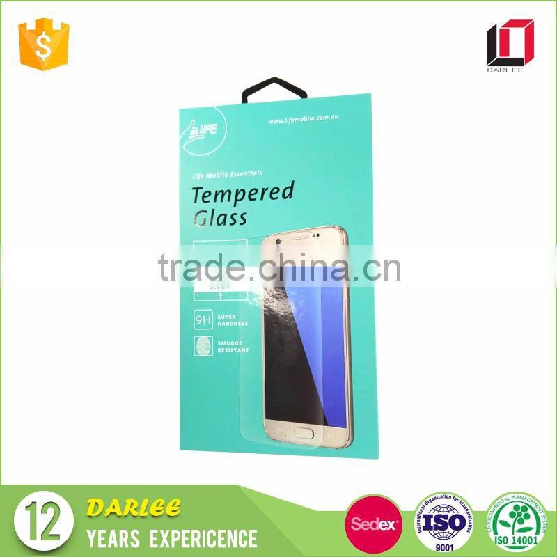 Hot selling paperboard retail flip lid custom screen protector tempered glass package with handle