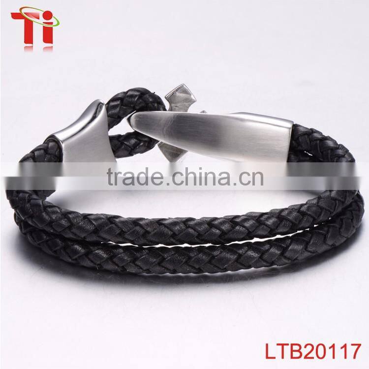 leather bracelet cross stainless steel wholesale sideways cross bracelet cross bracelet