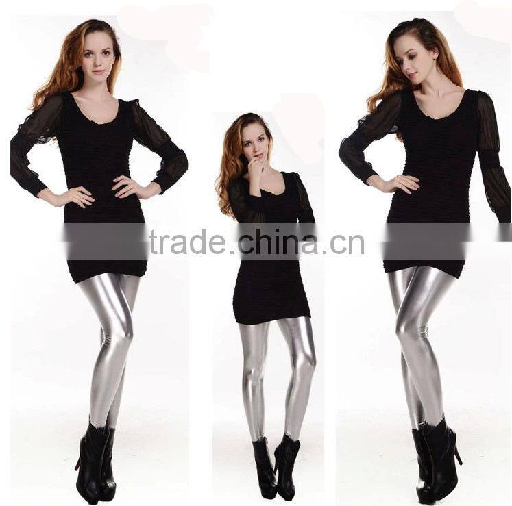 Wholesale Fashion Young Girls Hot Sexy Stretch Leggings Pants Tights Gold Silver Black Blue