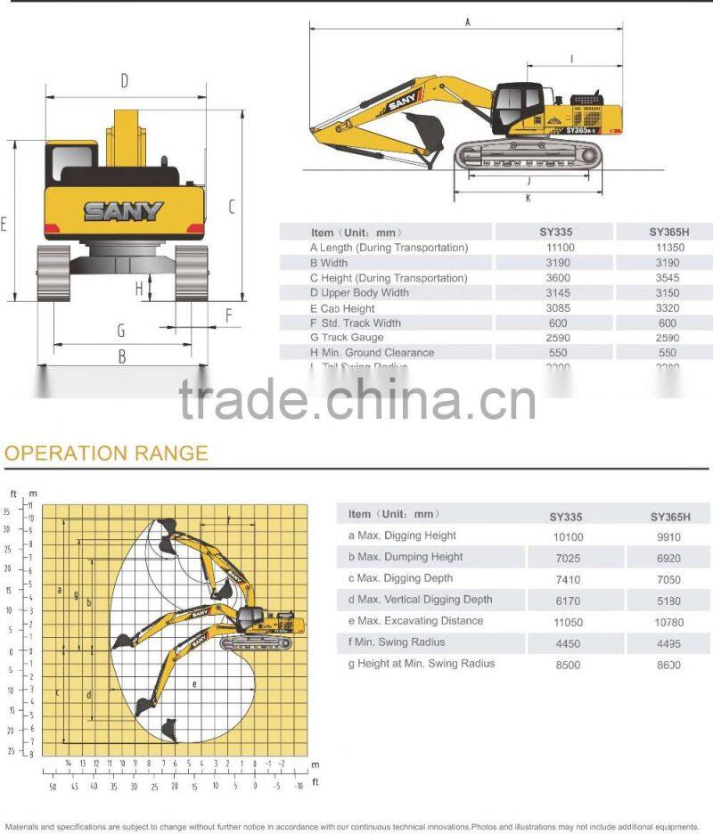 35 Ton SANY Mining Long Reach Excavator SY335H