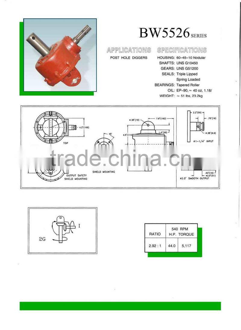BW5526 Agricultural Gearbox for Post Hole Digger