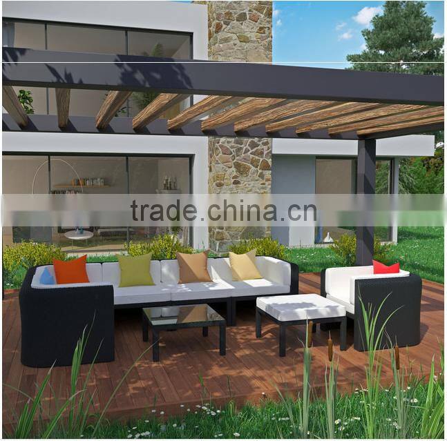 Colourful pillows design patio rattan handcraft 6 seater set design sofa