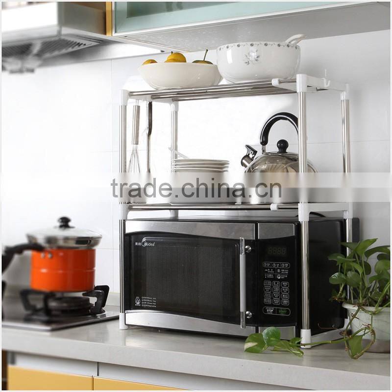 Scalable 2 Tier Kitchen Microwave Oven Storage Hanger Rack