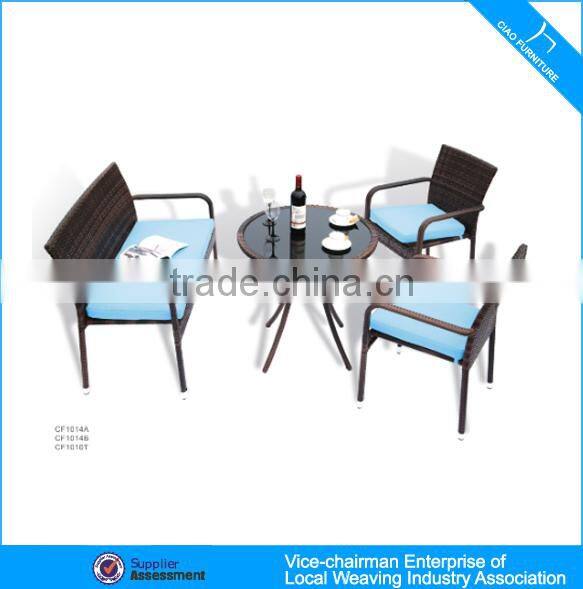 Outdoor Rattan Furniture Cafe Set Coffee Table And Chairs