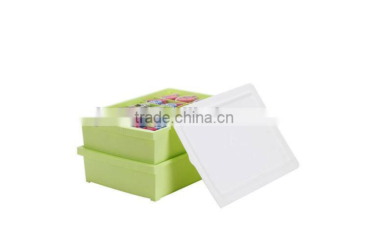 2014 New Hotselling Plastic Waterproof Storage Set Socks and Underwear Storage Box Design With One Lid