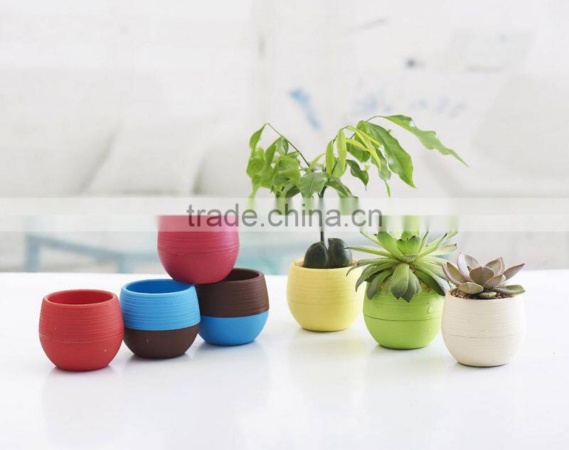 Mini Round Plastic Plant Flower Pot Home Office Decor Planter