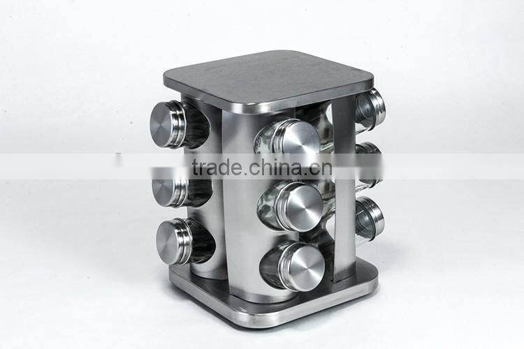 Clear Glass Bottle And Stainless Steel Stand Sets salt pepper oil vinegar set