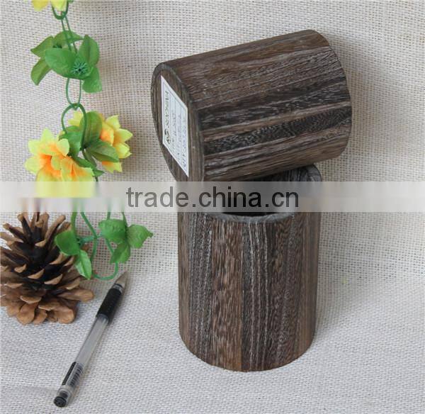 Handmade cheap cup shape used promotional wooden decorative pen holder