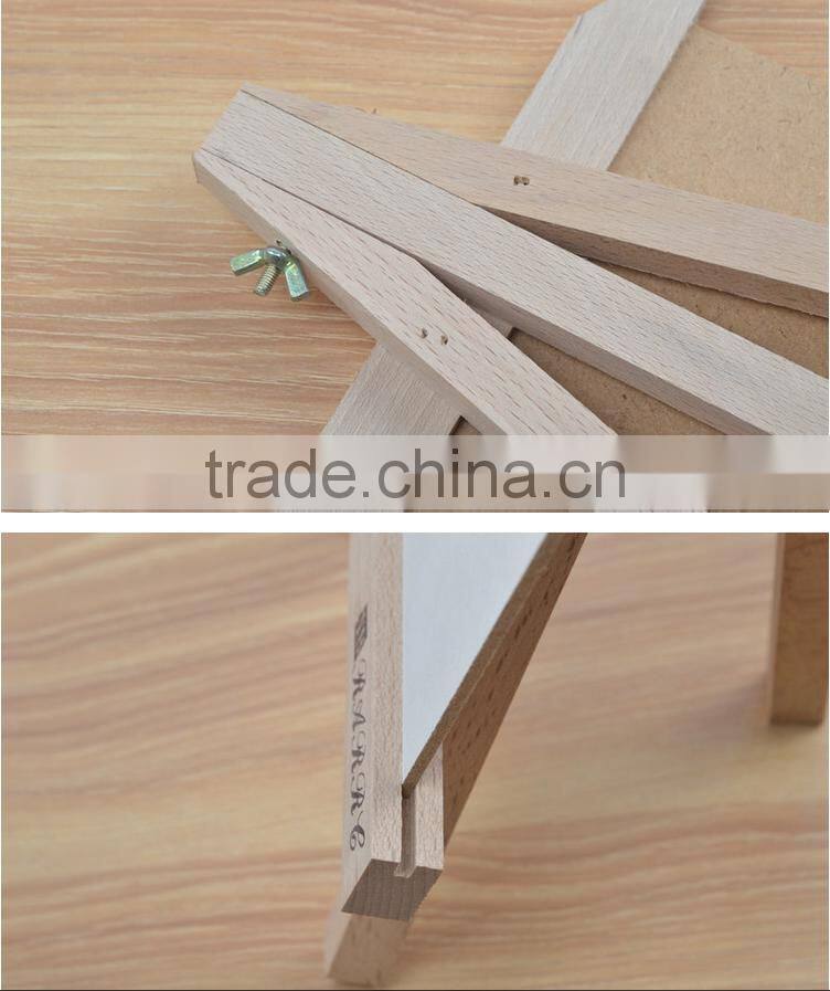 Customized cheap new fashion easel shape wooden photo frame for table