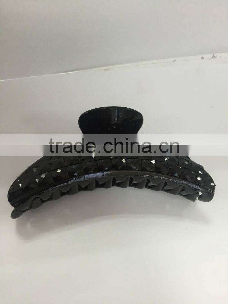 2016 big black beautiful rhinestone floral hair clips plastic hairpin for women