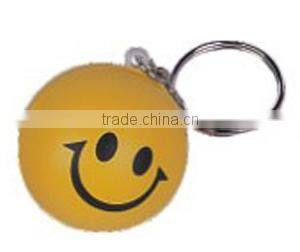 PU smile face keychain/stress reliever printed face keychain/anti stress printed ball keyring