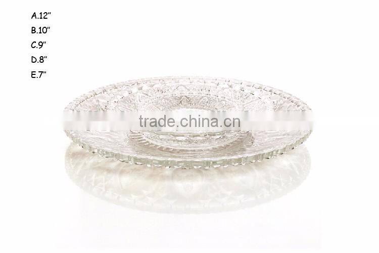 green color glass dinner plate set with metal handle stand