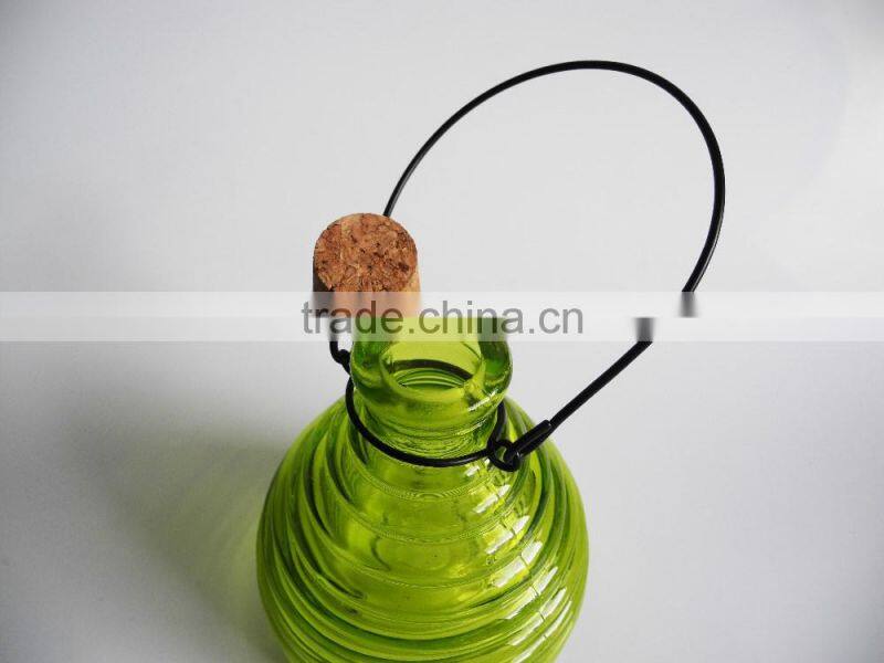 Colored glass bee catcher with handle