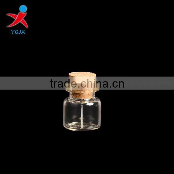 Little glass bottle with wooden cork/ transparent bottle
