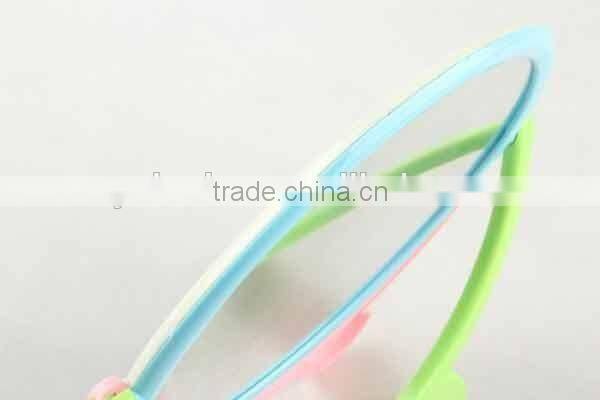 Colorful round plastic double sided with double round foot base mirror