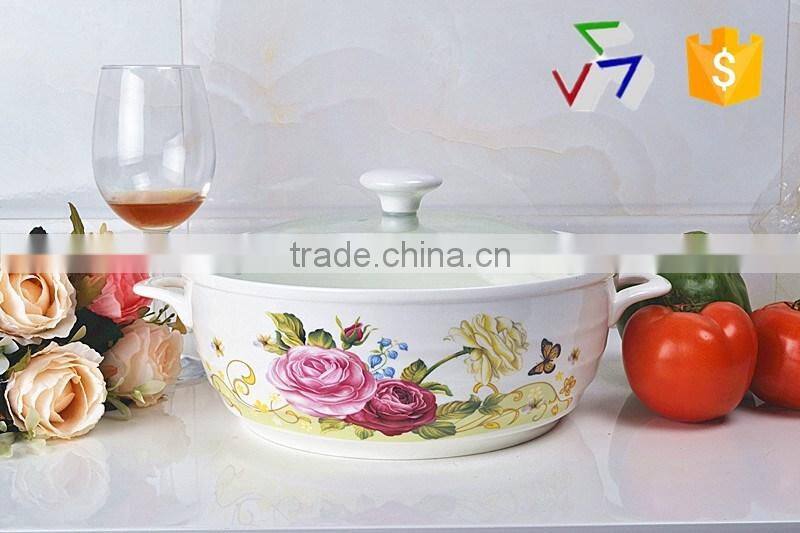 10" porcelain pot suitable for microwave oven with glas lid