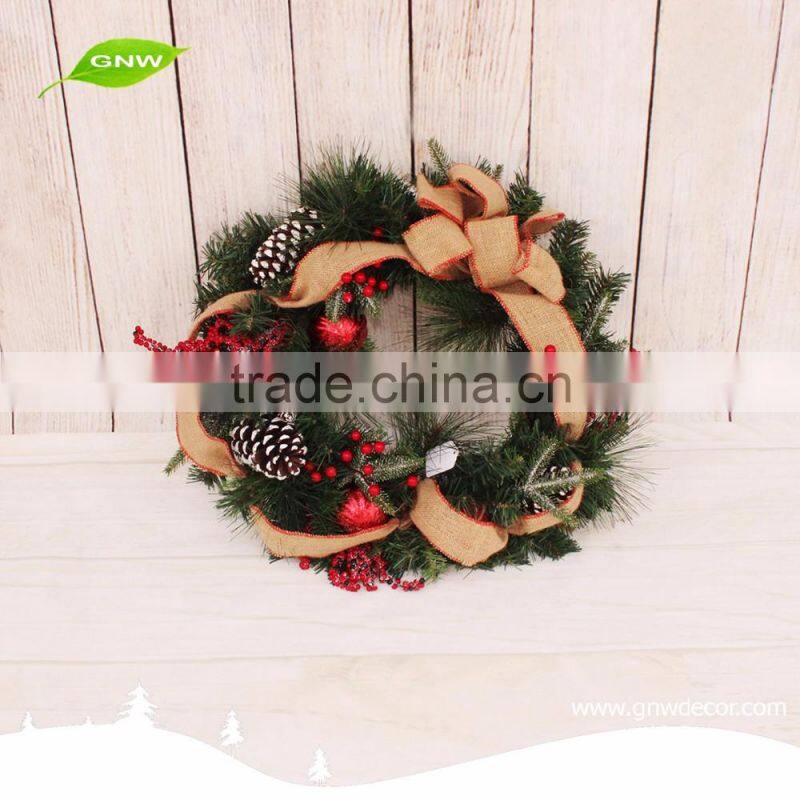 GNW CHWR-1605021 Professional manufacturer pine needle cheap christmas rattan wreath