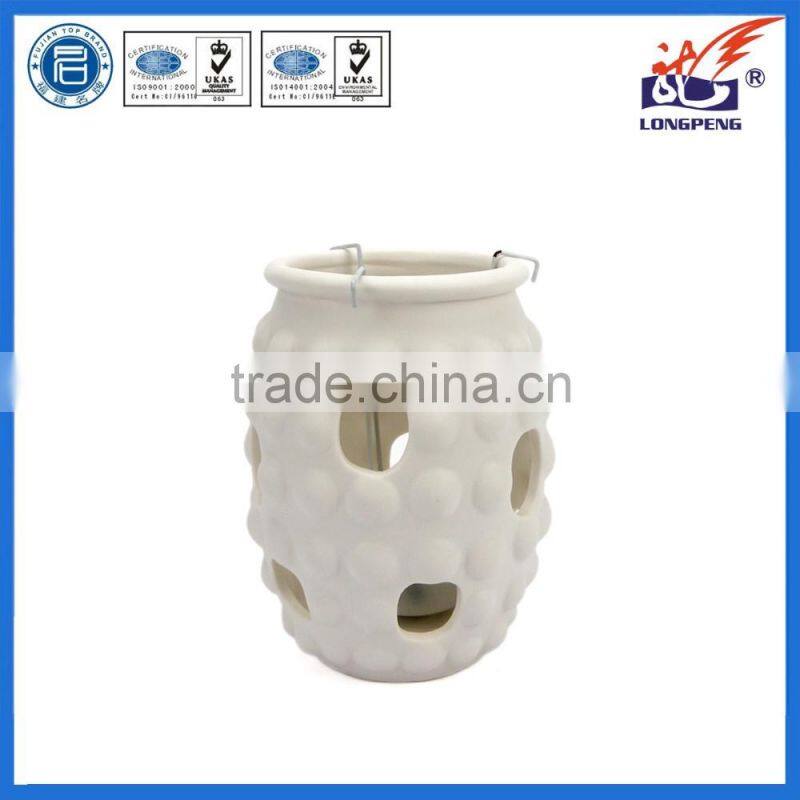 Eco-Friendly Elegant White Table Top Candle Lanterns,Ceramic Hollow DesignTealight Candle Lanterns