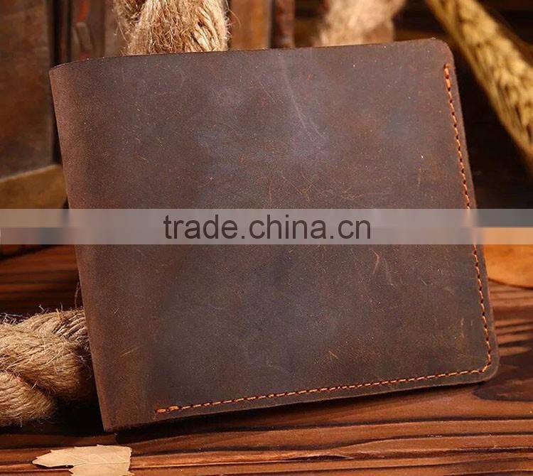 Wholesale new fashion full grain top layer leather men wallet with customized logo