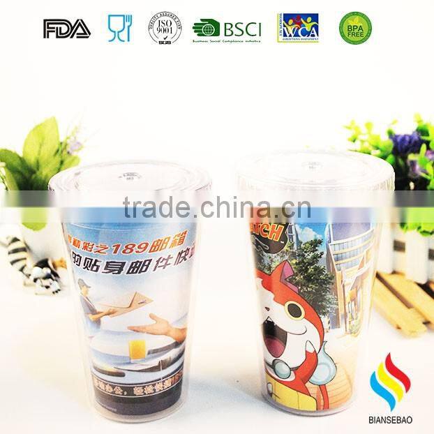 customized logo AS plastic tumbler with straw for promotional