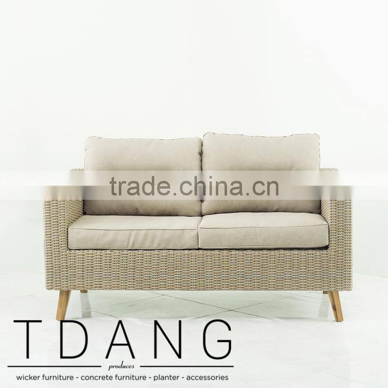 Fiji Wicker Sofa with wooden legs - Contemporary Rattan furniture garden bench.