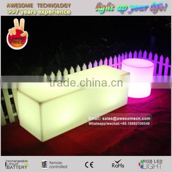rectangular long led bench / garden light up square bench