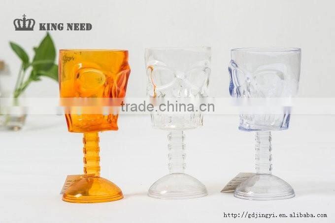 Halloween plastic 350ml LED light skull mugs cup for party decoration