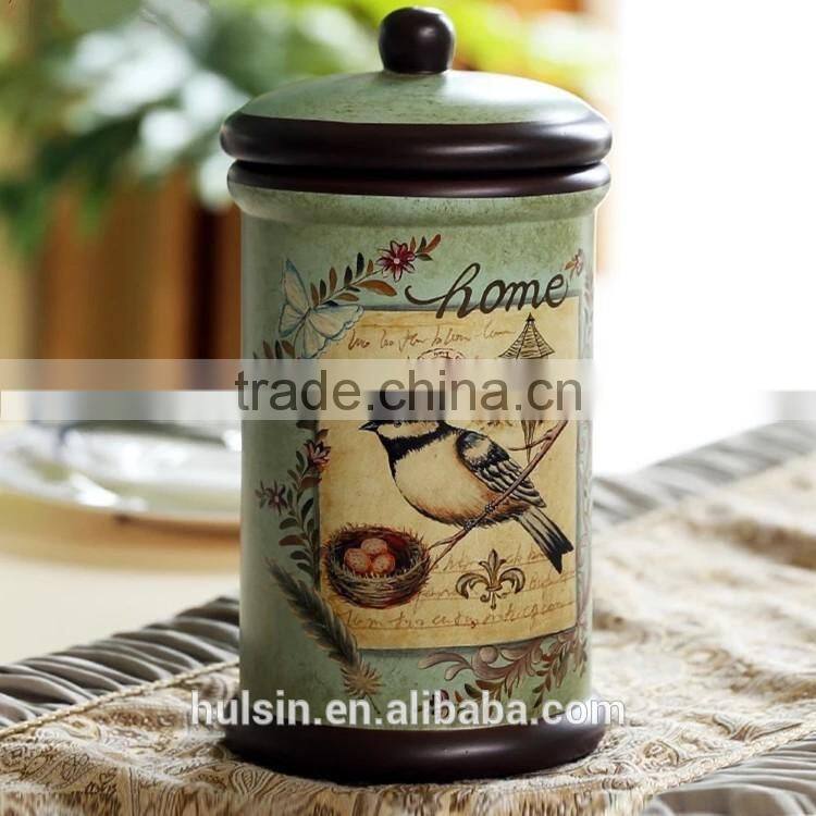 High quality Classical Rural Bird Ceramic Table Vase With Hand Paint