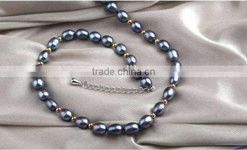 real 6-7mm black rice shape freshwater pearl jewelry bracelet