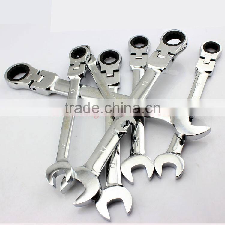FLEXIBLE HEAD ratchet wrench set Combination spanner Kit Open Ended and Ratchet Ring Great Double Ended Combi Spanners