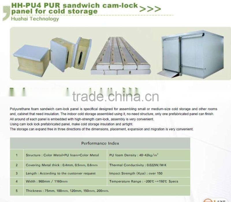PU cam lock panel for cold storage