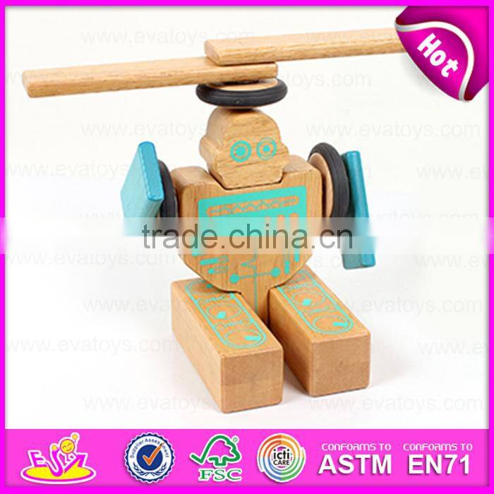 3D Construction set small flexible magic wooden robot,Educational Toy Wooden Robot Kit for children W03B046