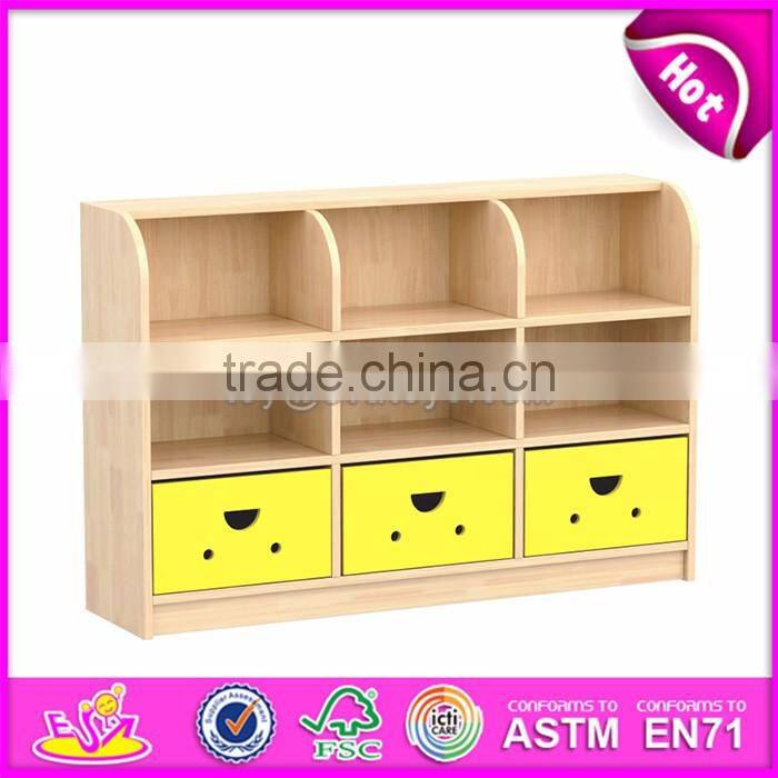 High quality kids preschool furniture natural wood storage furniture W08C203